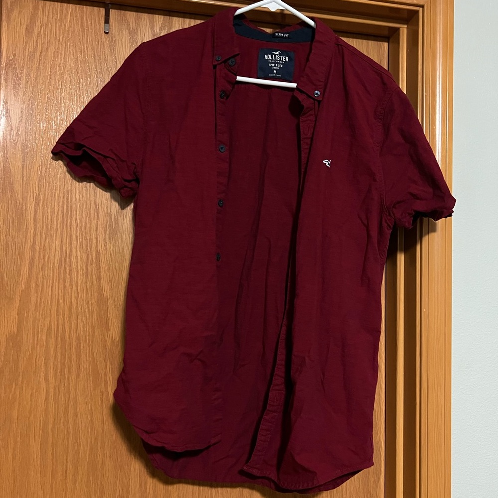 Hollister Burgundy Slim Fit Shirt